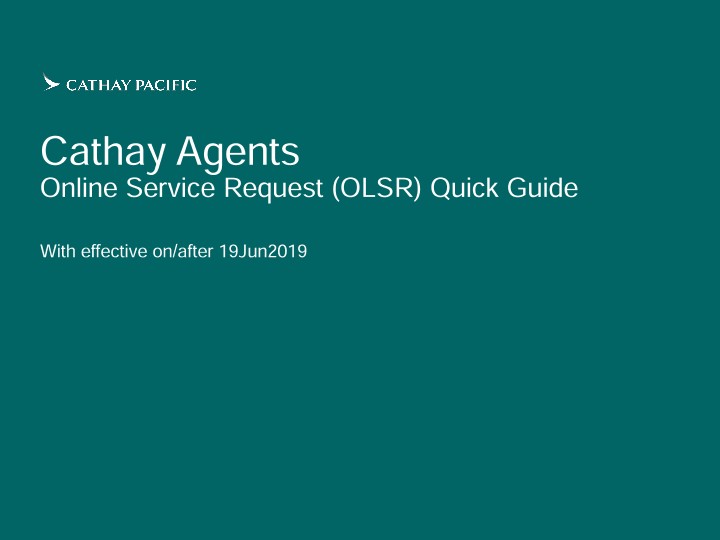 Online Service Request Quick Guide